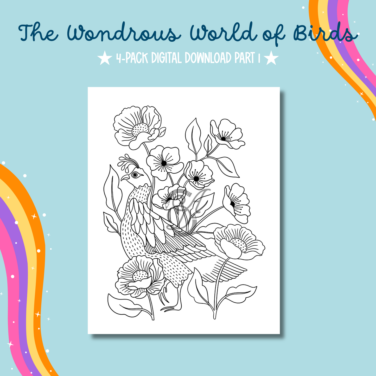 The Wondrous World of Birds Coloring Pages Part 1 Digital Download