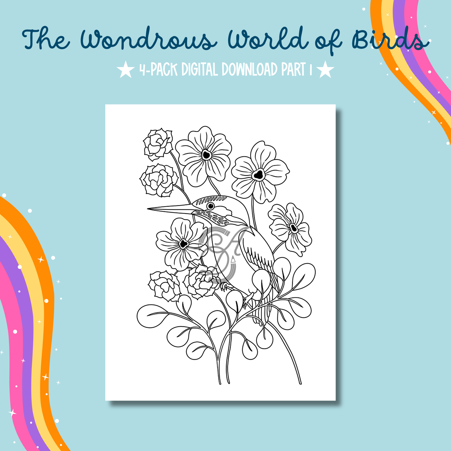The Wondrous World of Birds Coloring Pages Part 1 Digital Download