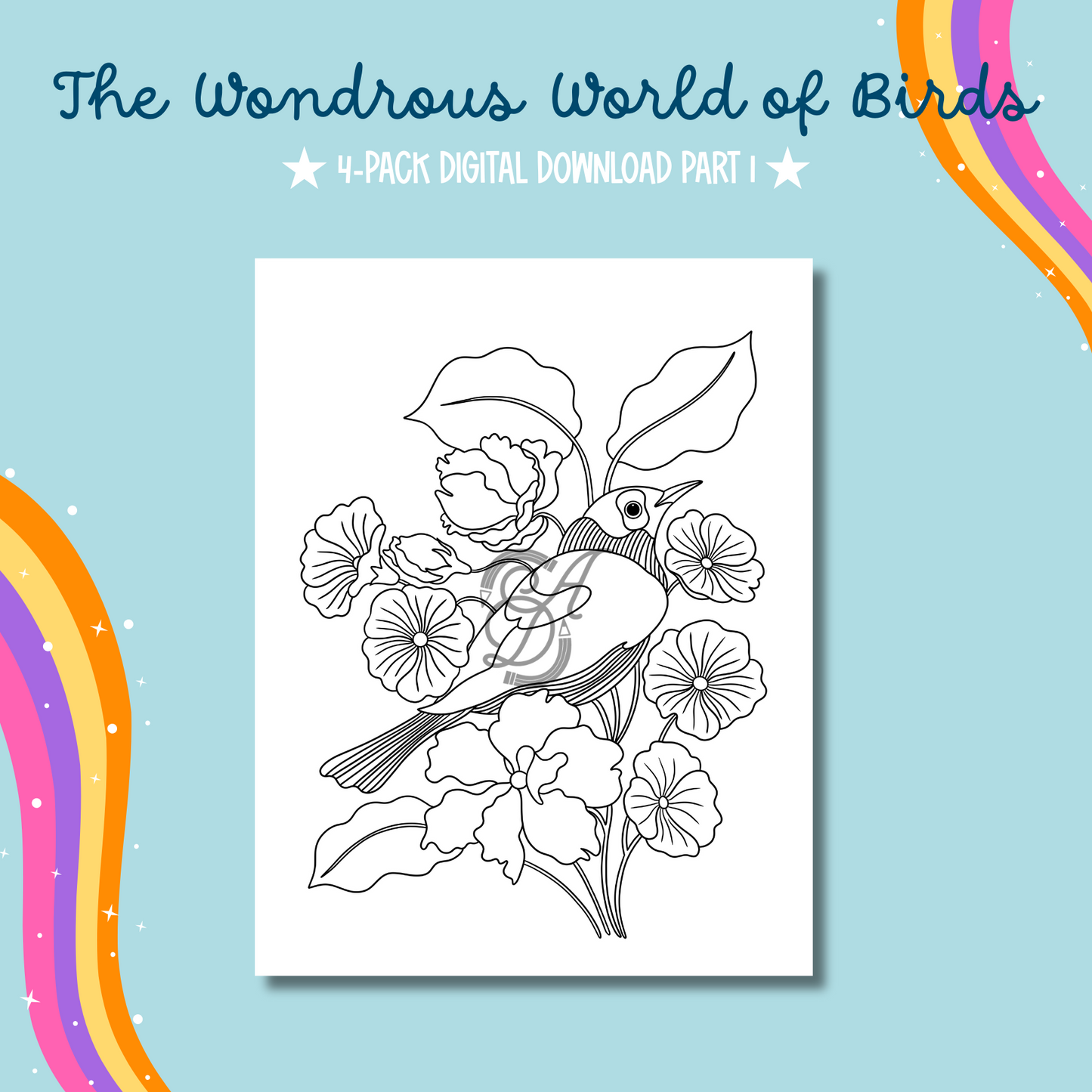The Wondrous World of Birds Coloring Pages Part 1 Digital Download