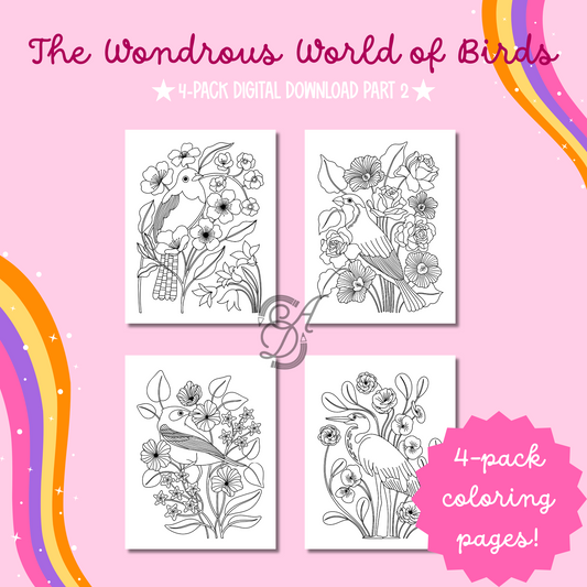 The Wondrous World of Birds Coloring Pages Part 2 Digital Download