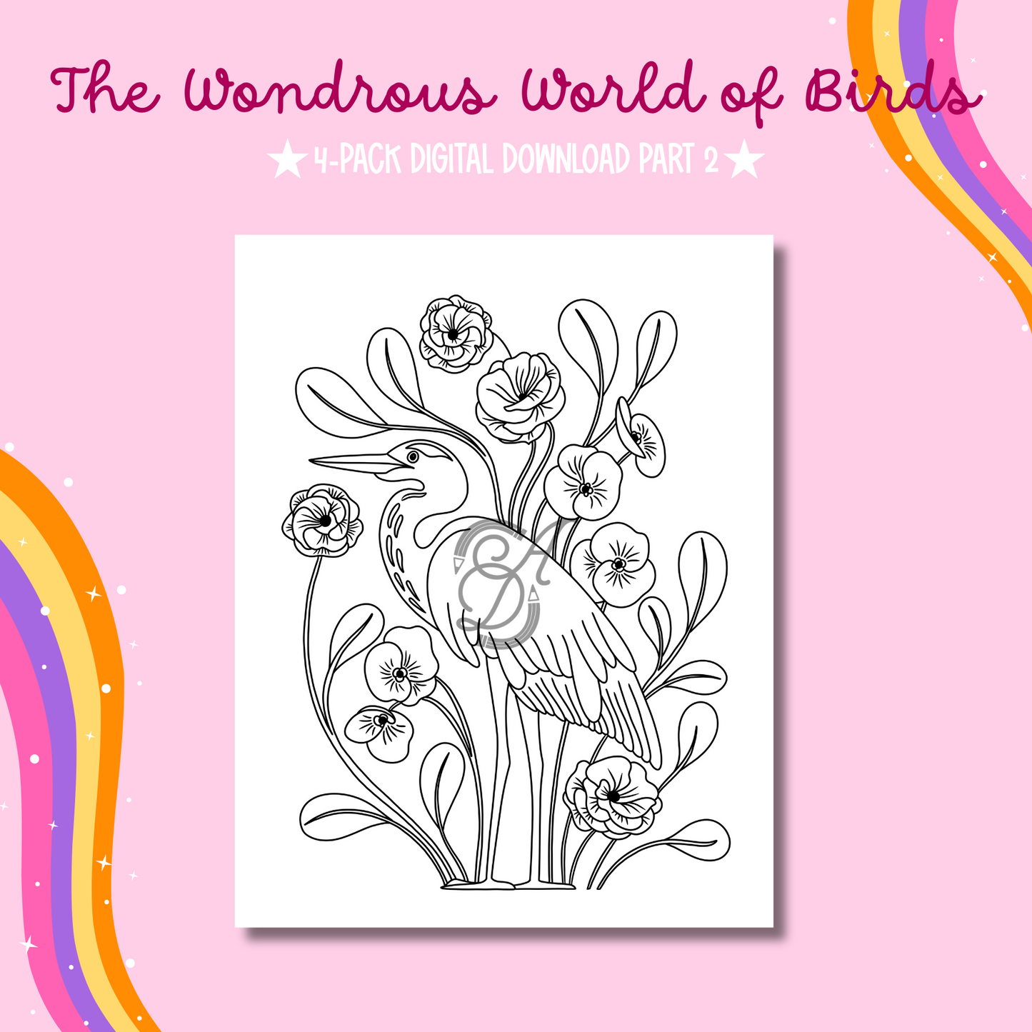 The Wondrous World of Birds Coloring Pages Part 2 Digital Download