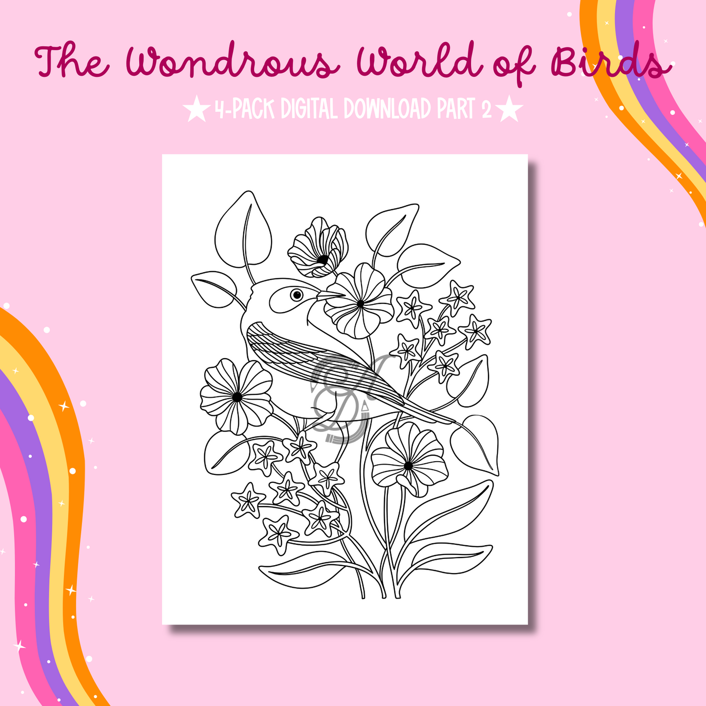 The Wondrous World of Birds Coloring Pages Part 2 Digital Download